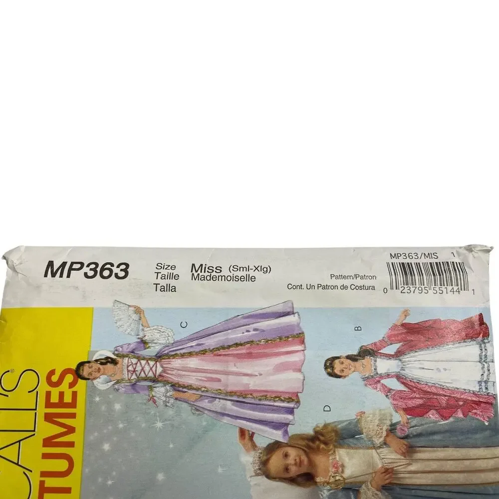 McCall's Adult Princess Costume MP363 Size 8 10 12 14 16 18 20 22 UNCUT Cosplay
